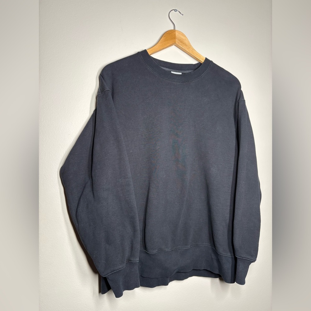 TNA Cozy Fleece Boyfriend Classic Black Crew Neck Sweater - Picture 3 of 7